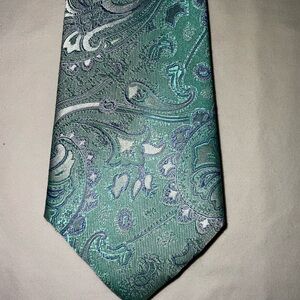 Saddlebred Men’s Neck Tie. Aqua with Gray and Purple. NWT